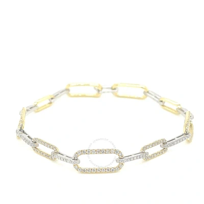 Tresorra 18k White/yellow Gold Two Tone Paperclip Link Diamond Bracelet
