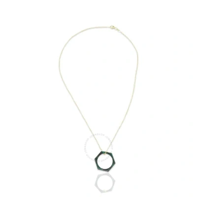 Tresorra 18k Yellow Gold Hexagon Malachite Ring/necklacering Size: 5.75length: 16 Inches In Metallic