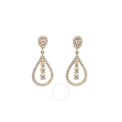 Tresorra 18k Yellow Gold Tear Drop Open Space Diamond Drop Earrings