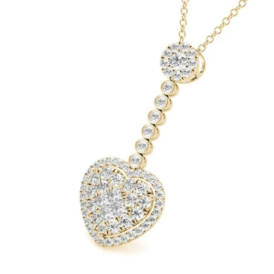 Tresorra 18k Yellow Gold Yellow Gold Pav Heart Drop Diamond Pendant Necklace In White