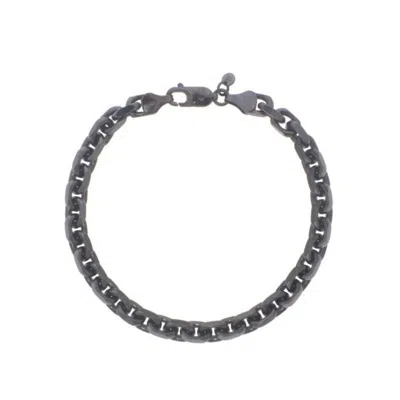 Tresorra Black Sterling Silver Oval Link Chain Bracelet