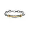Tresorra Sterling Silver & 18k Yellow Gold Men's Cable Id Link Bracelet In Metallic