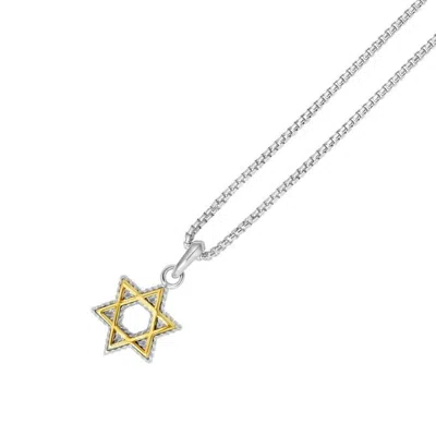 Tresorra Sterling Silver & 18k Yellow Gold Star Of David Pendant Necklace