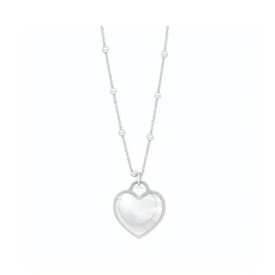Tresorra Sterling Silver & Mother Of Pearl Heart Pendant Necklace