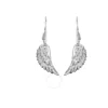 Tresorra Sterling Silver Angel Wing Drop Earrings - 27mm X 7mm In Silver