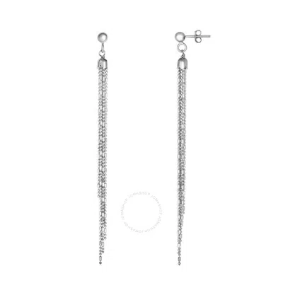 Tresorra Sterling Silver Bead & Bar Chain Earrings In White