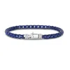 Tresorra Sterling Silver Blue Enamel Box Link Bracelet In Blue