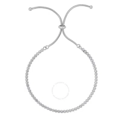 Tresorra Sterling Silver Cz Tennis Friendship Bracelet In White