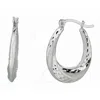 Tresorra Sterling Silver Diamond Cut & Polished Twist Puffed Hoop Earrings In White