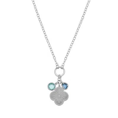Tresorra Sterling Silver Flower Cz Charm Necklace