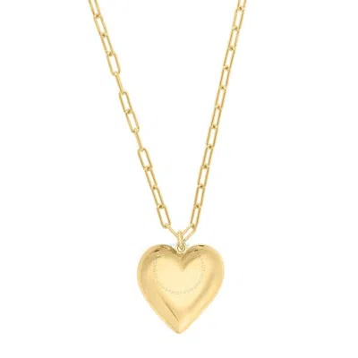 Tresorra Sterling Silver Gold Plated Large Puffed Heart Necklace