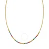 Tresorra Sterling Silver Gold Plated Rainbow Cz Necklace In Gold