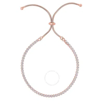 Tresorra Sterling Silver Gold Plated Rose Cz Tennis Friendship Bracelet In Multi