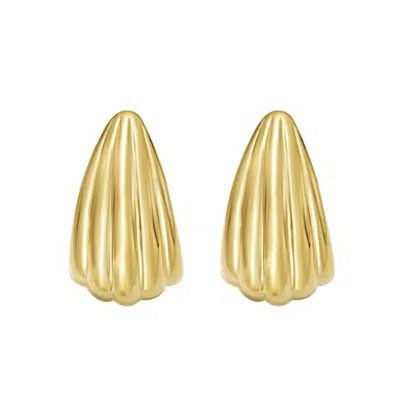 Tresorra Sterling Silver Gold Plated Scalloped Hoop Earrings