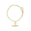 Tresorra Sterling Silver Gold Plated Toggle Chain Bracelet In Yellow