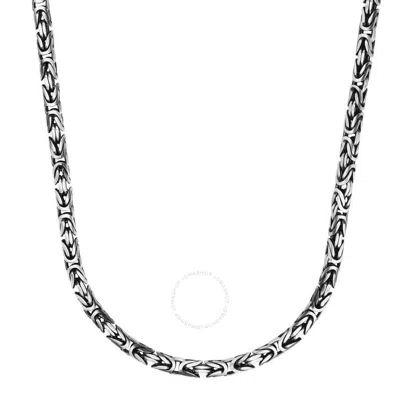 Tresorra Sterling Silver Gunmetal Byzantine Chain Necklace - 5mm In Gray