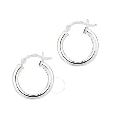 Tresorra Sterling Silver Hoop Earrings - 3mm X 15mm In White