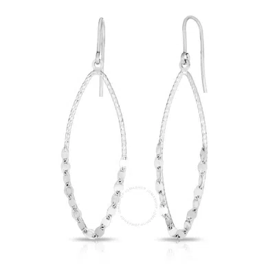 Tresorra Sterling Silver Long Oval Mirror Chain Earrings In White