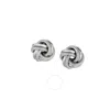 Tresorra Sterling Silver Mini Textured & Polished Love Knot Earrings In Metallic