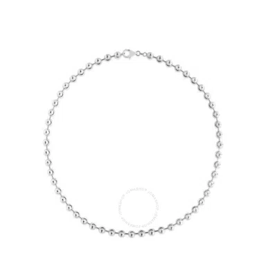 Tresorra Sterling Silver Moon-cut Bead Chain Necklace