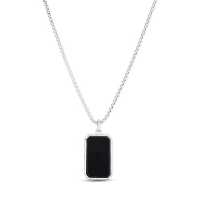 Tresorra Sterling Silver Onyx Tag Pendant Necklace In Multi