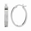 Tresorra Sterling Silver Oval Square Edge Hoop Earrings In Metallic