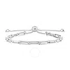 Tresorra Sterling Silver Paperclip Link Friendship Bracelet In White