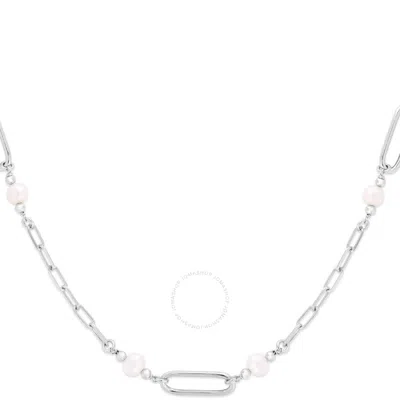 Tresorra Sterling Silver Pearl Paperclip Necklace