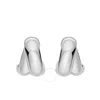 Tresorra Sterling Silver Puffed Crossover C-hoops Earrings