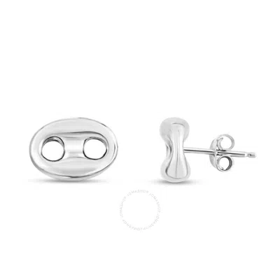 Tresorra Sterling Silver Puffed Mariner Stud Earrings In White