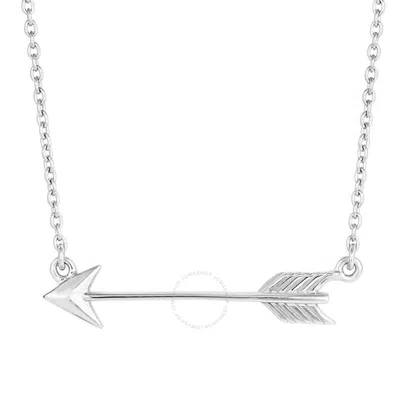 Tresorra Sterling Silver Sideways Arrow Necklace In White