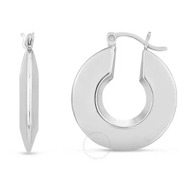 Tresorra Sterling Silver Silver Small Puffed Round Hoop Earrings In White