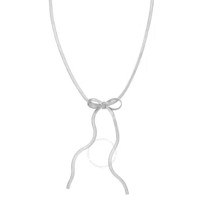 Tresorra Sterling Silver Snake Chain Bow Necklace