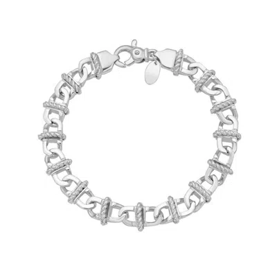 Tresorra Sterling Silver Wrapped Rope Link Bracelet In Metallic