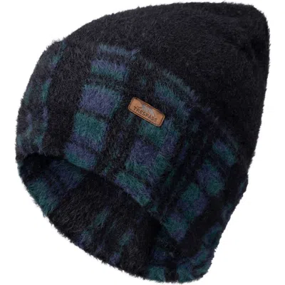 Trespass Atlas Tartan Reversible Beanie In Black
