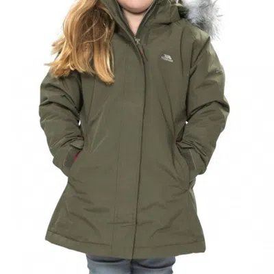 Trespass Childrens Girls Fame Waterproof Parka Jacket In Green