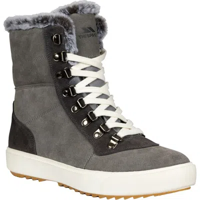Trespass Korinna Suede Lace Up Snow Boots In Gray
