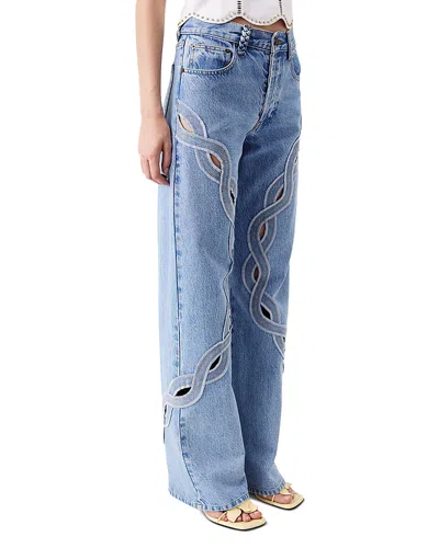 Tressé Tresse Cotton Blend Mid Rise Straight Jeans In Blue