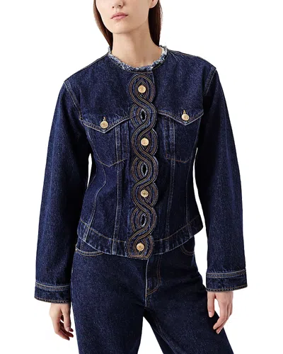Tressé Tresse Cotton Braided Denim Jacket In Blue