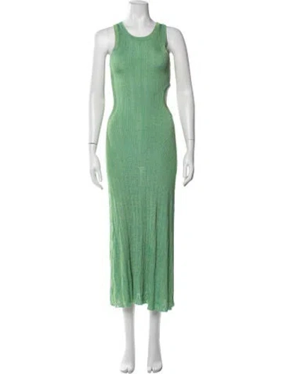 Pre-owned Tressé Crew Neck Long Dress In Green