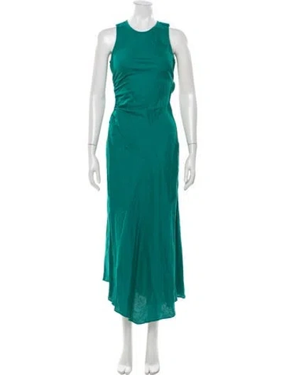 Pre-owned Tressé Crew Neck Long Dress In Green