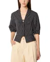 Tressé Tresse Cropped Shirt With Puff Sleeves In Black