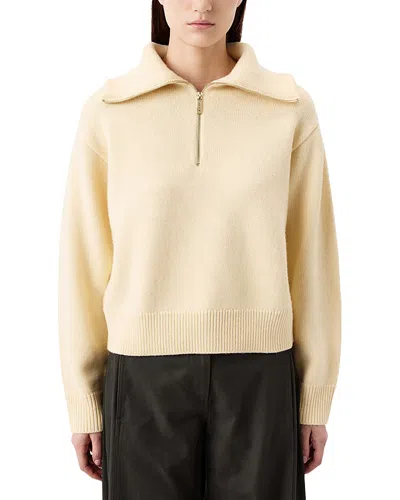 Tressé Tresse Funnel Neck Embroidered Elbow Sweater In Neutral