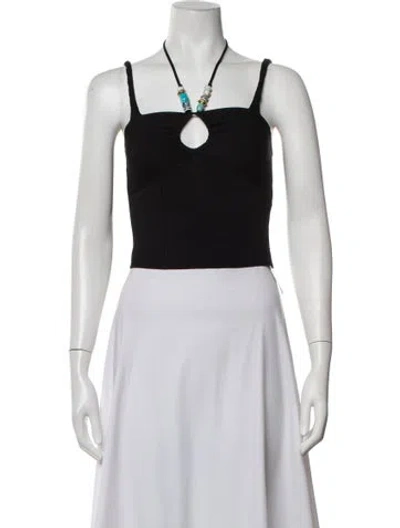 Pre-owned Tressé Halterneck Sleeveless Crop Top In Black