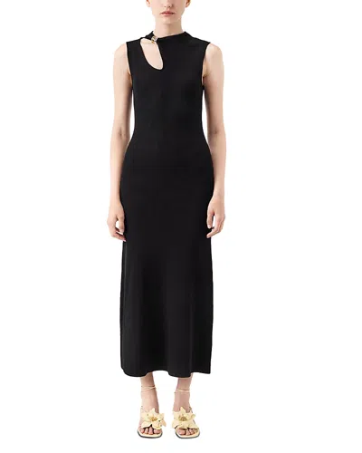 Tressé Tresse Knit Jewelry Neck Cutout Dress In Black