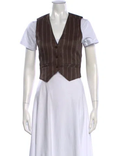 Pre-owned Tressé Linen Striped Top In Brown