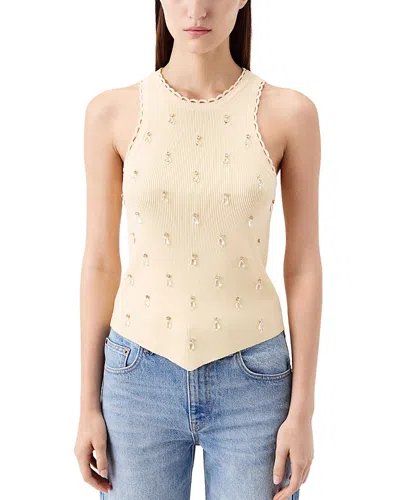 Tressé Tresse Malord Jeweled Knit Top In Neutral