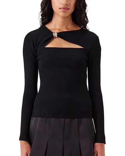 Tressé Tresse Murfy Fine Knit Cutout Top In Black