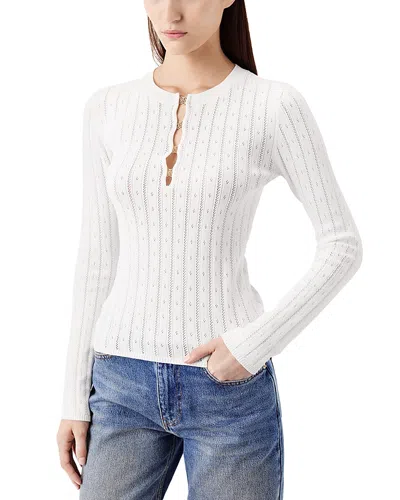 Tressé Tresse Pointelle Ribbed Sweater In White