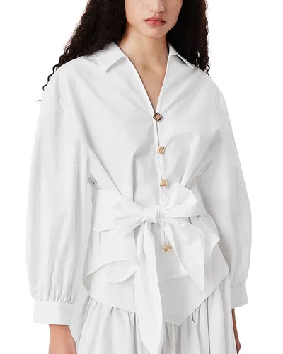 Tressé Tresse Popeline Tie Waist Blouse In White
